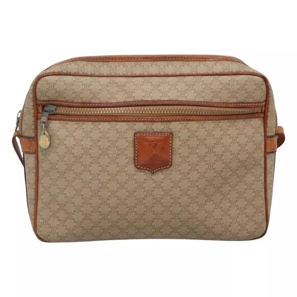 CELINE Macadam Canvas Shoulder Bag PVC Beige Gold Auth - Picture 6 of 16